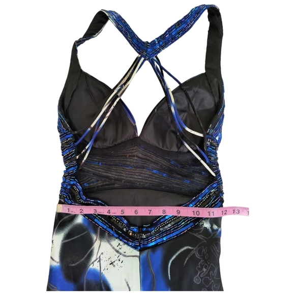 Cache Multicolor Floral print Beaded Strappy Gown women's size 0 - Picture 12 of 16